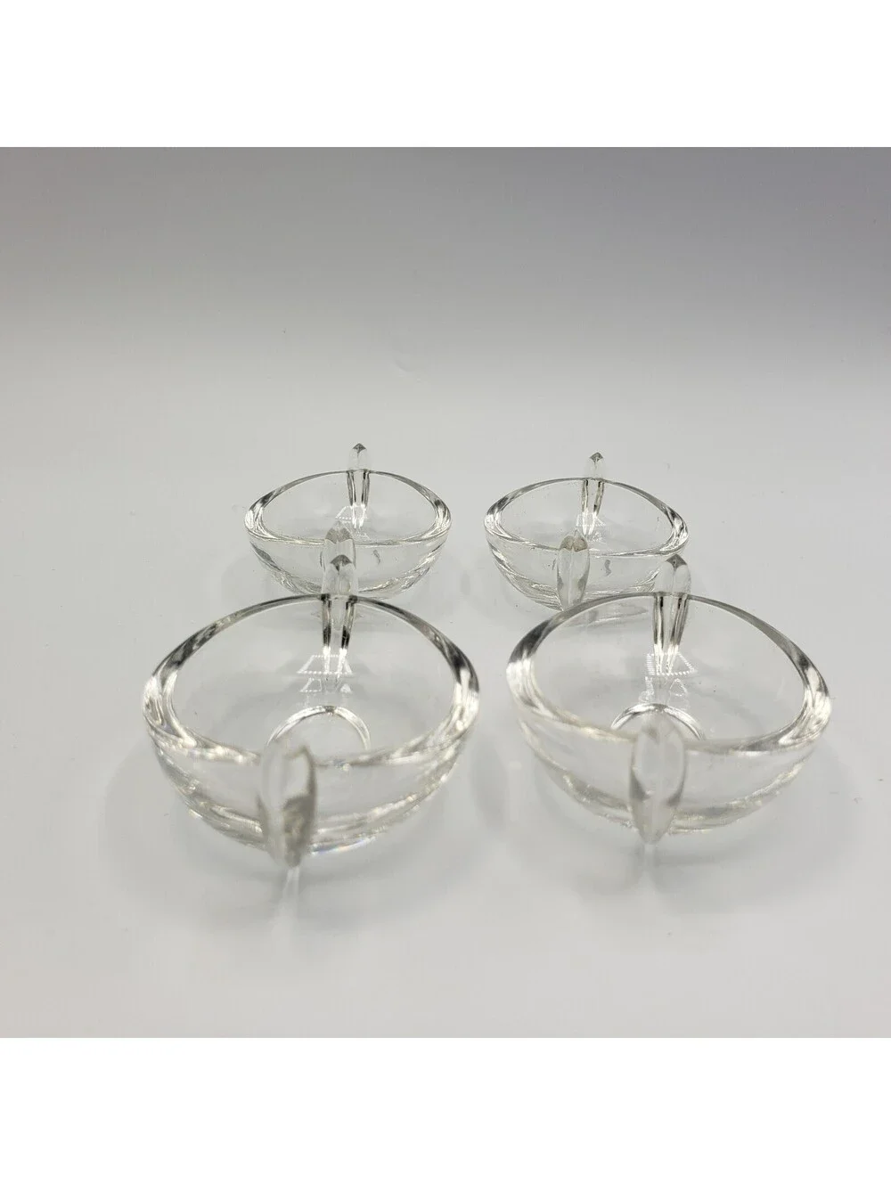 Crystal Clear Glass Salt Cellars Dips Oval Boat Shape QTY 4 Dipping Sauce Bowl